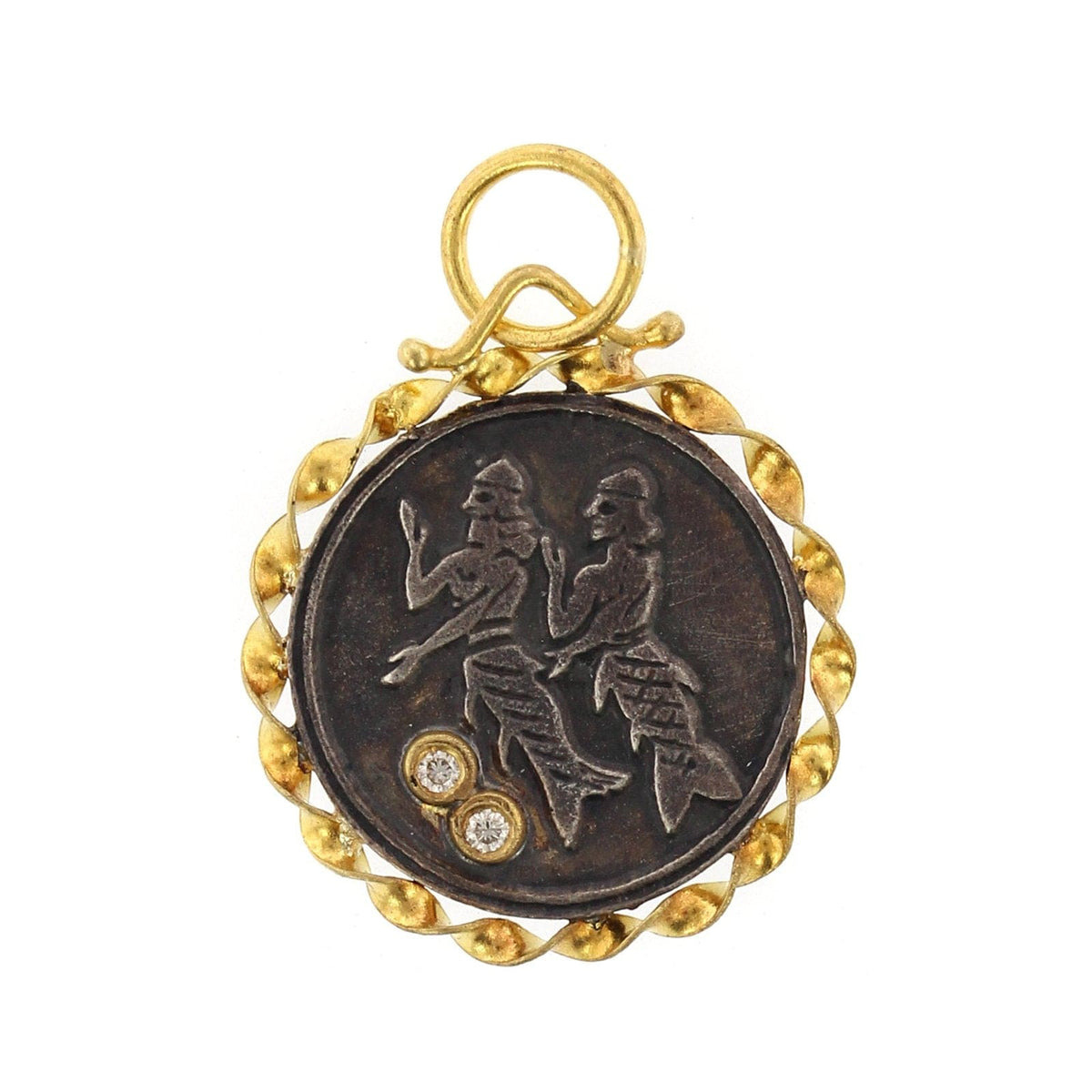 24K Yellow Gold and Sterling Silver Mermaid Charm