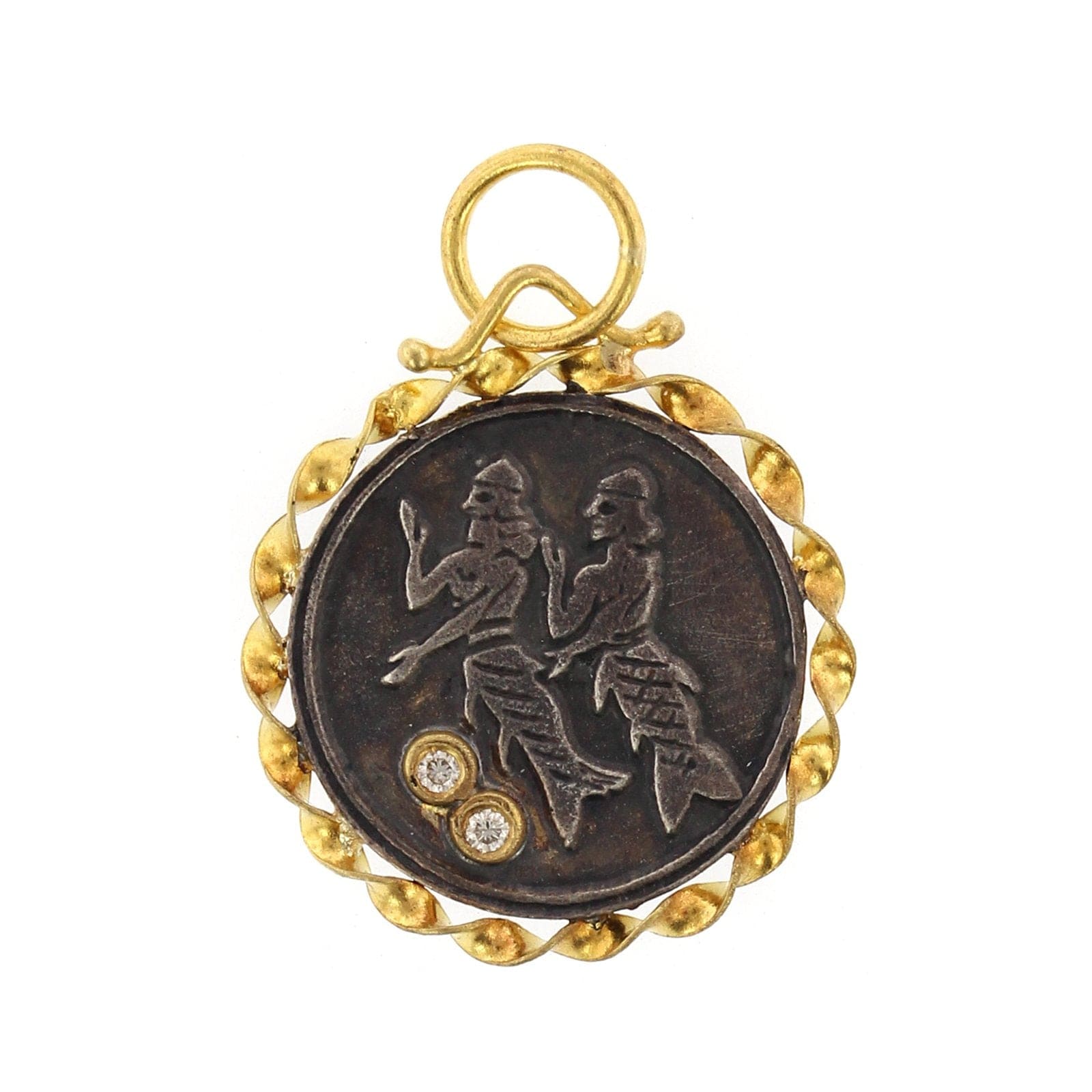 24K Yellow Gold and Sterling Silver Mermaid Charm