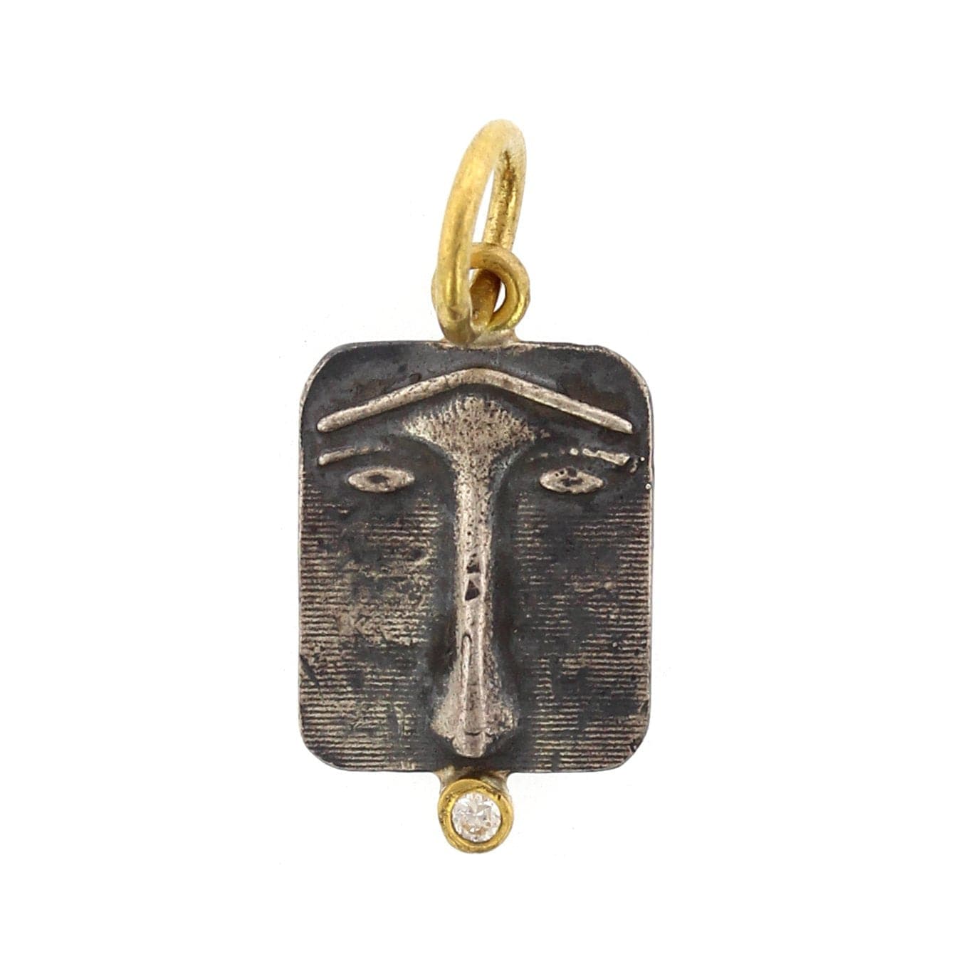 24K Yellow Gold and Sterling Silver Lion Face Charm