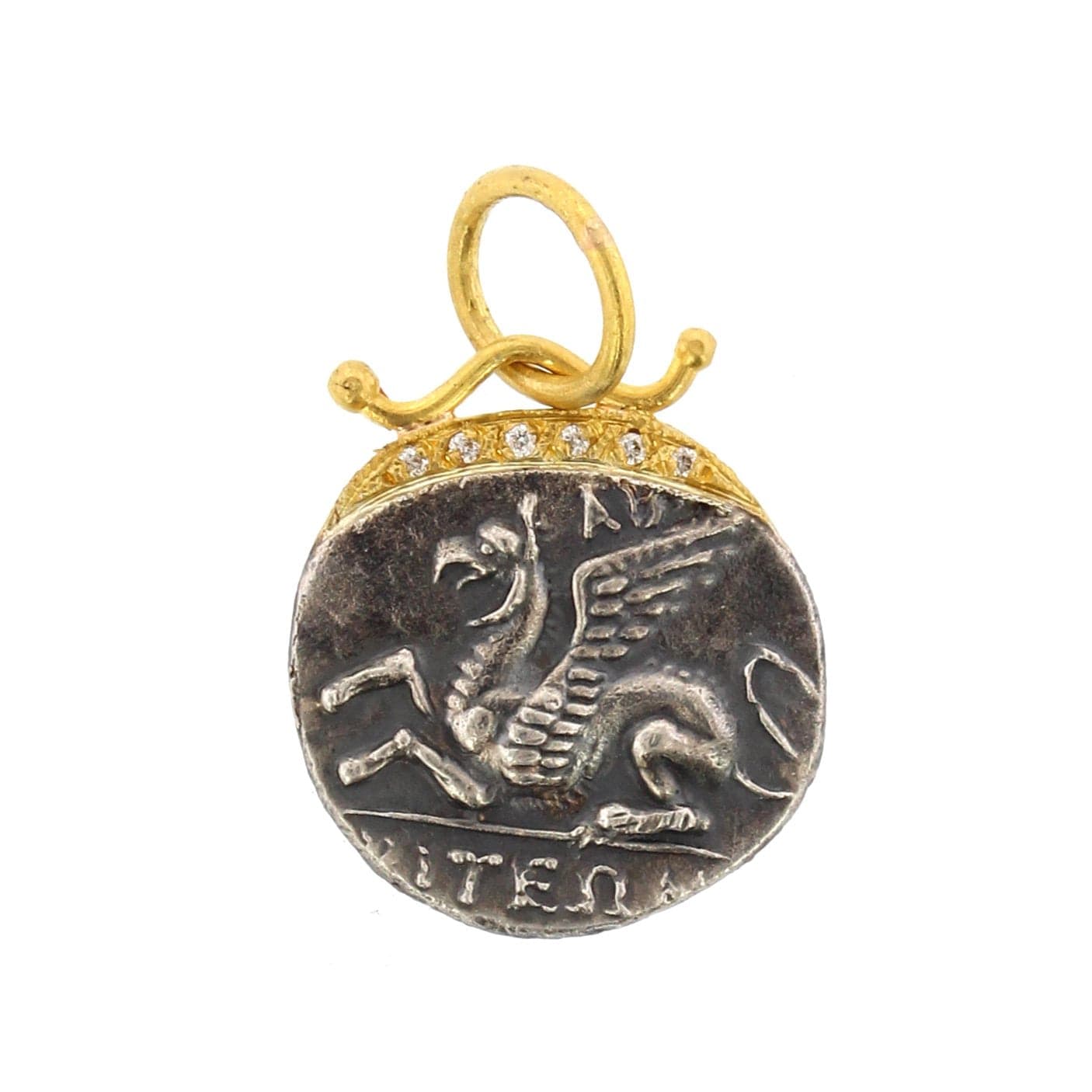 24K Yellow Gold and Sterling Silver Pegasus Charm