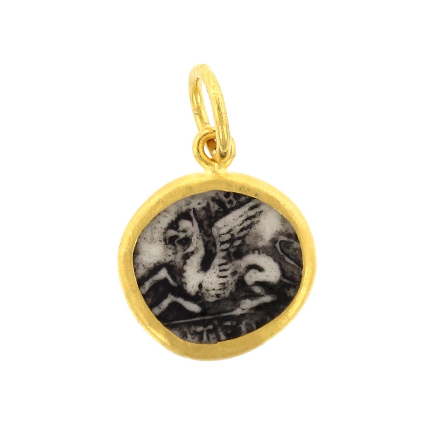 24K Yellow Gold and Sterling Silver Pegasus Charm