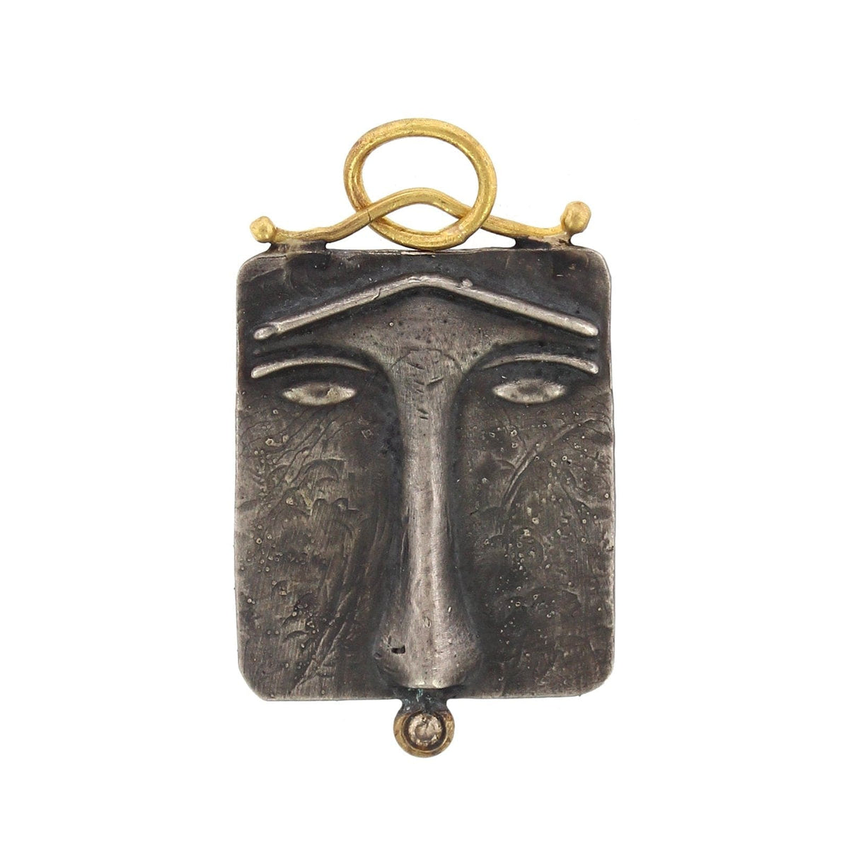 24K Yellow Gold and Sterling Silver Lion Face Charm