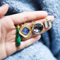 24K Yellow Gold and Sterling Silver Tanzanite Charm