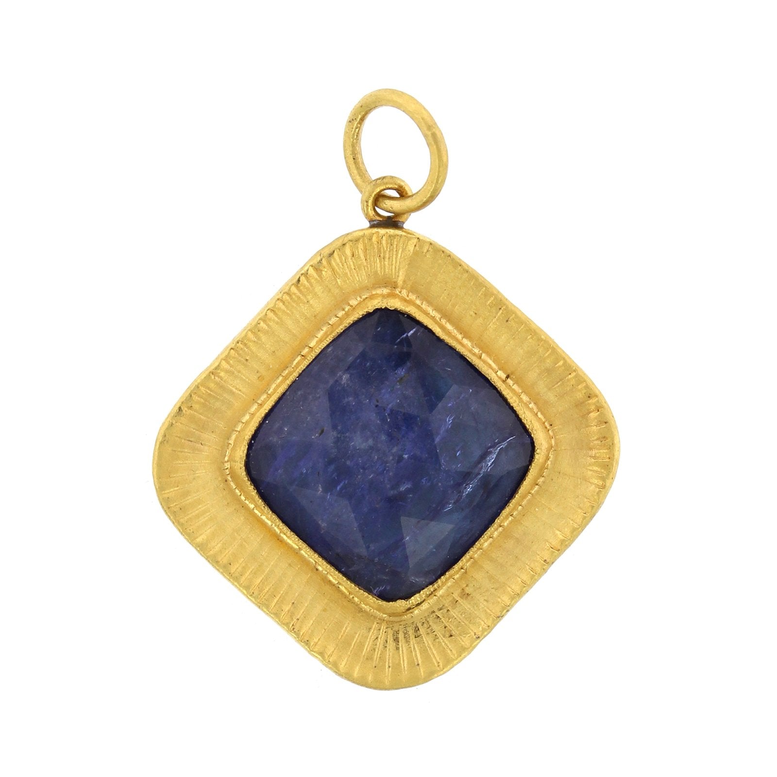24K Yellow Gold and Sterling Silver Tanzanite Charm