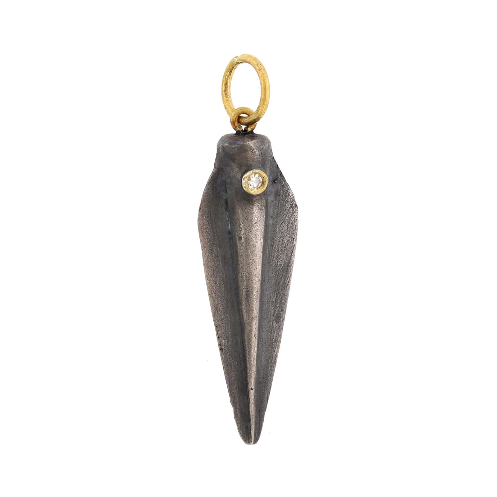 24K Yellow Gold and Sterling Silver Diamond Tip of Spear Charm
