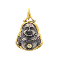 24K Yellow Gold and Sterling Silver Diamond Buddha Charm