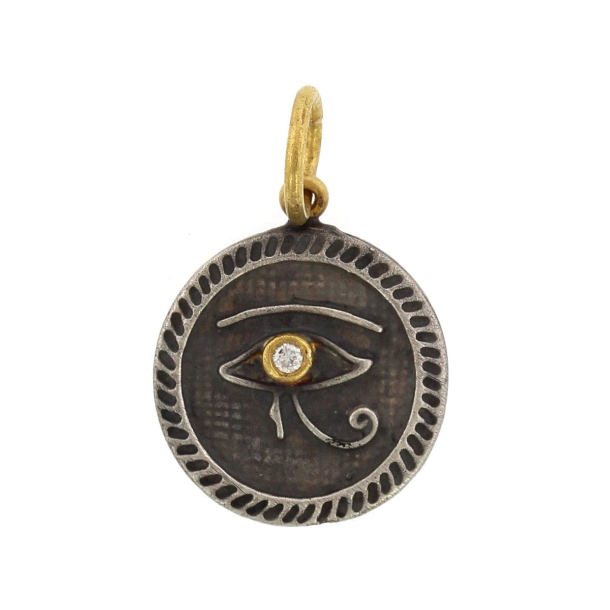 24K Yellow Gold and Sterling Silver Horus Eye Charm