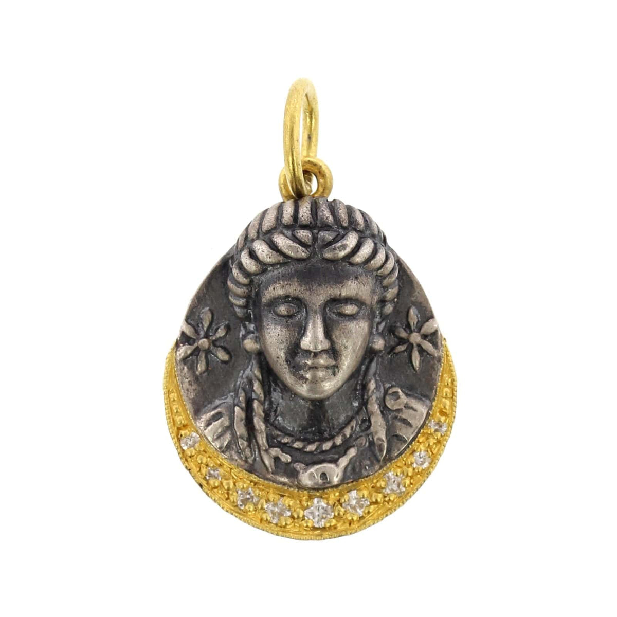 24K Yellow Gold and Sterling Silver Diamond Aphrodite Charm