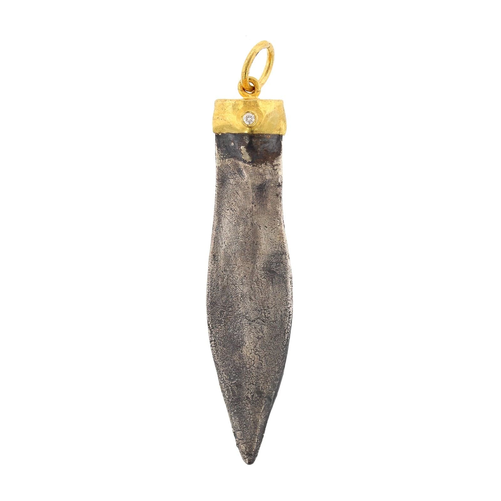 24K Yellow Gold and Sterling Silver Spearhead Charm