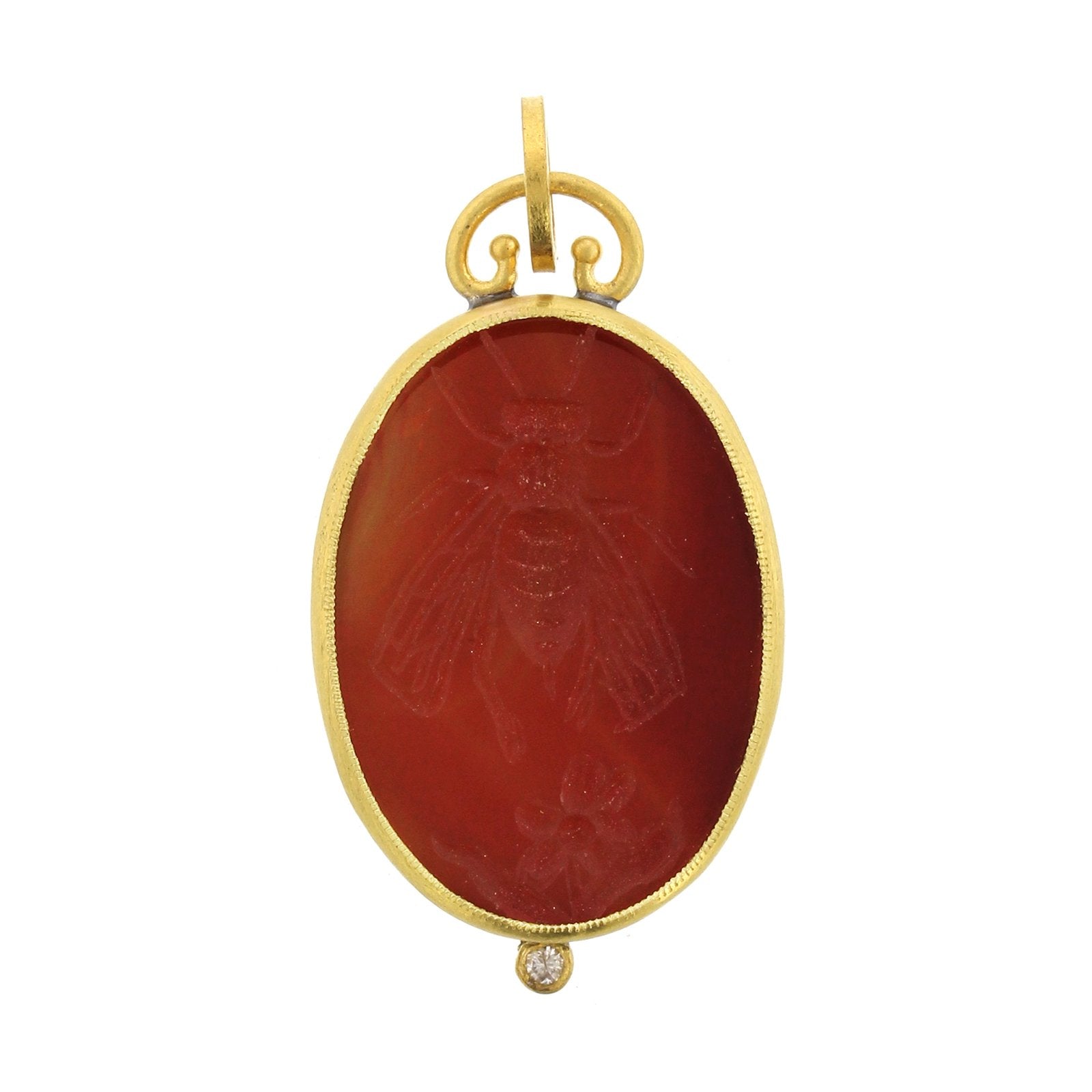 24K Yellow Gold and Sterling Silver Queen Bee Charm