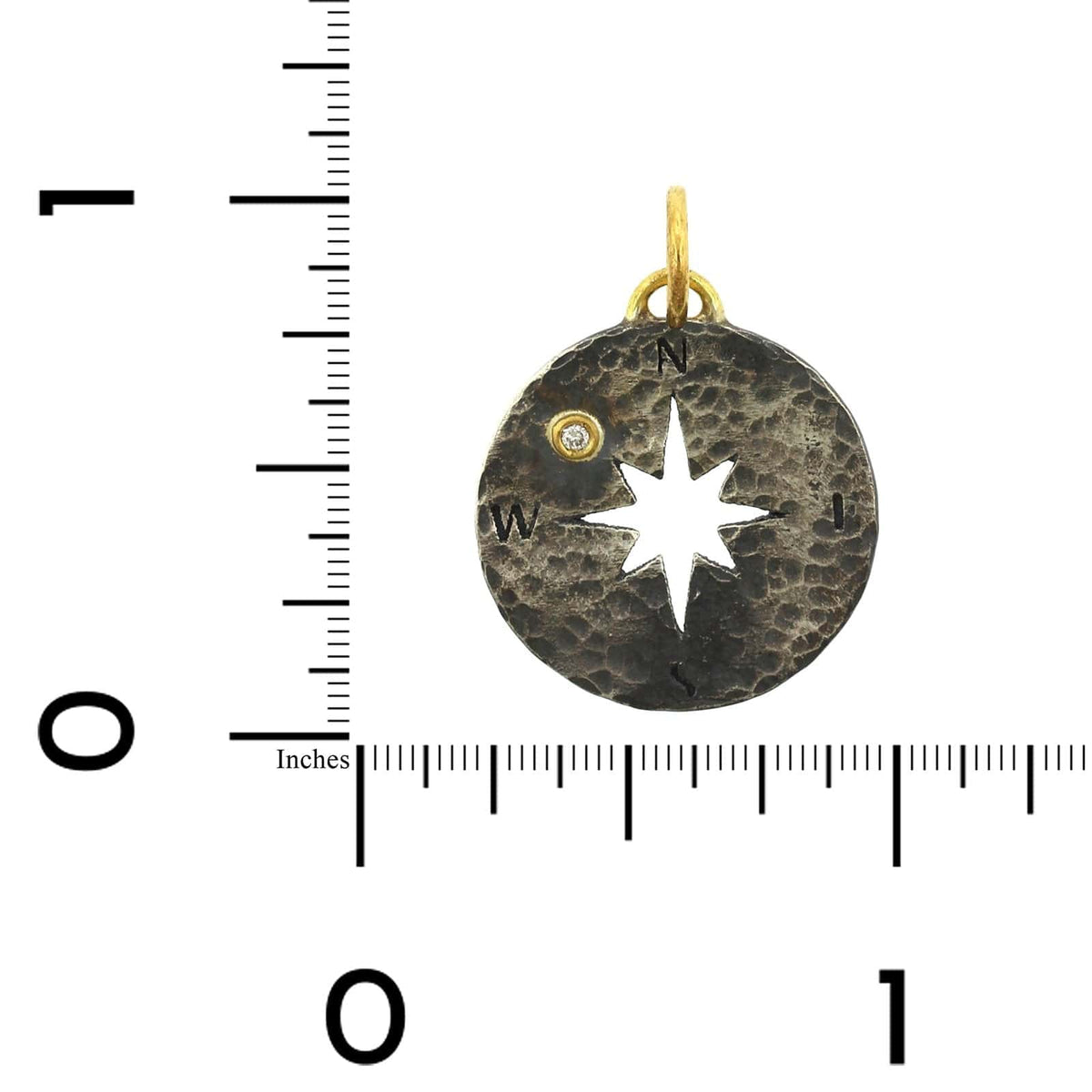 Sterling Silver and 24K Yellow Gold Compass Charm