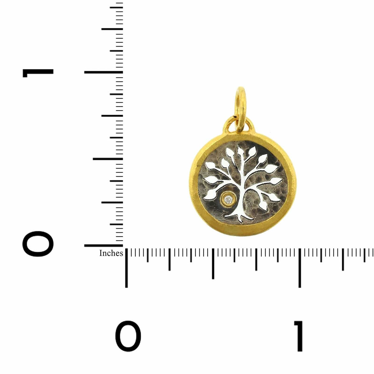 Sterling Silver and 24K Yellow Gold Tree of Life Diamond Charm