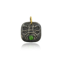 Sterling Silver and 24K Yellow Gold Queen Bee Diopside Charm