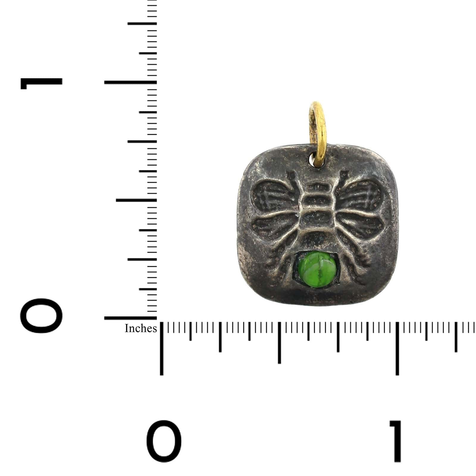 Sterling Silver and 24K Yellow Gold Queen Bee Diopside Charm