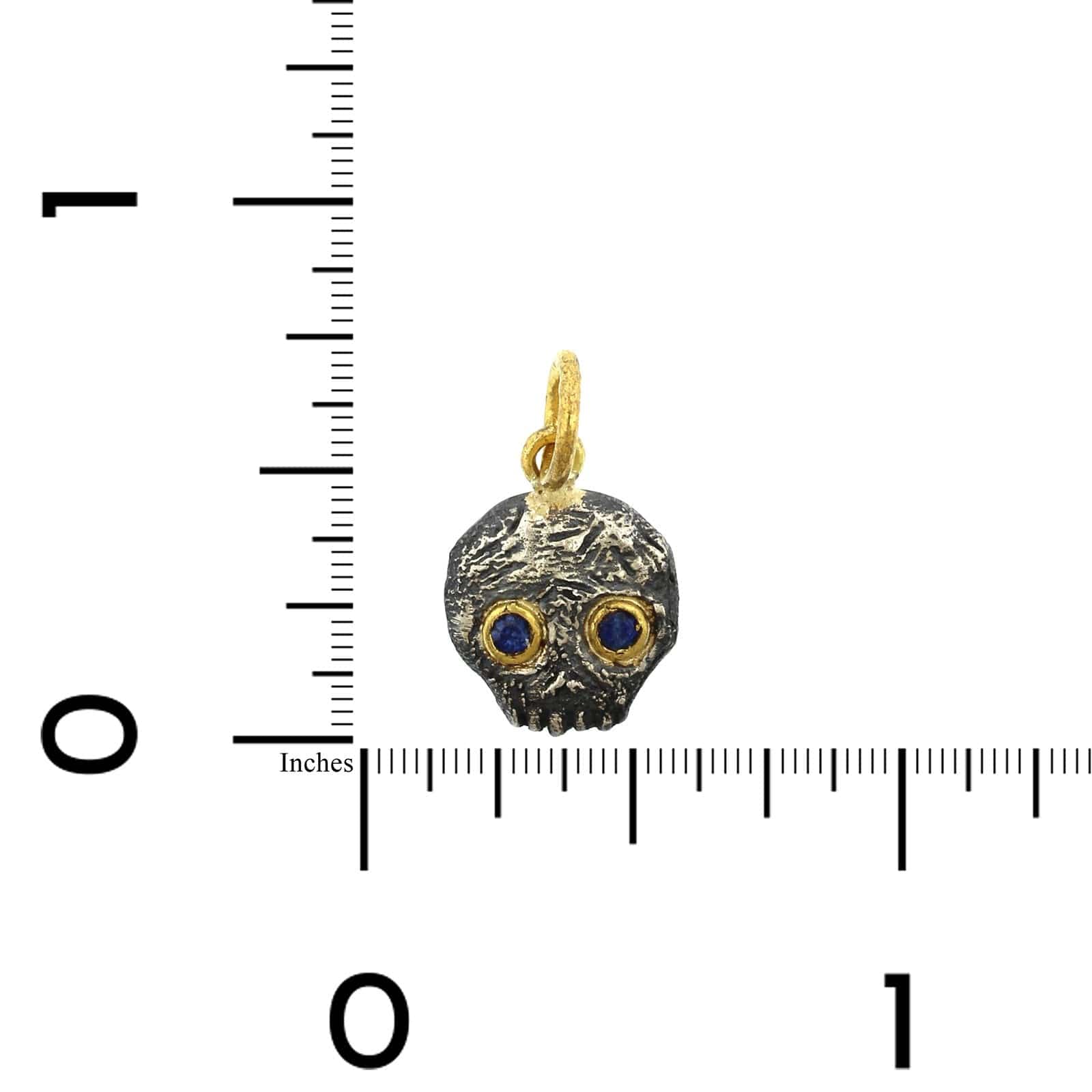 Sterling Silver and 24K Yellow Gold Jawless Skull Sapphire Charm