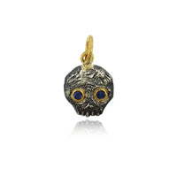 Sterling Silver and 24K Yellow Gold Jawless Skull Sapphire Charm