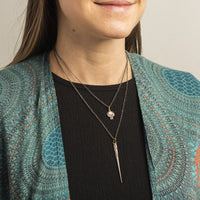 Sterling Silver and 24K Yellow Gold Jawless Skull Ruby Charm