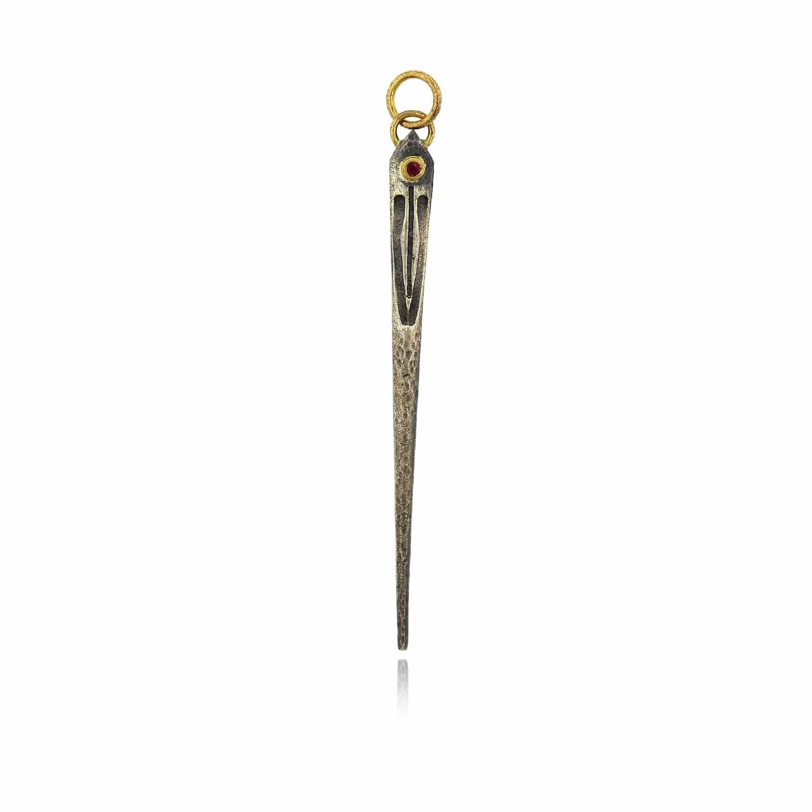 Sterling Silver and 24K Yellow Gold Sewing Needle Charm