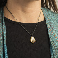Sterling Silver and 24K Yellow Gold Mother of Pearl Buddha Charm