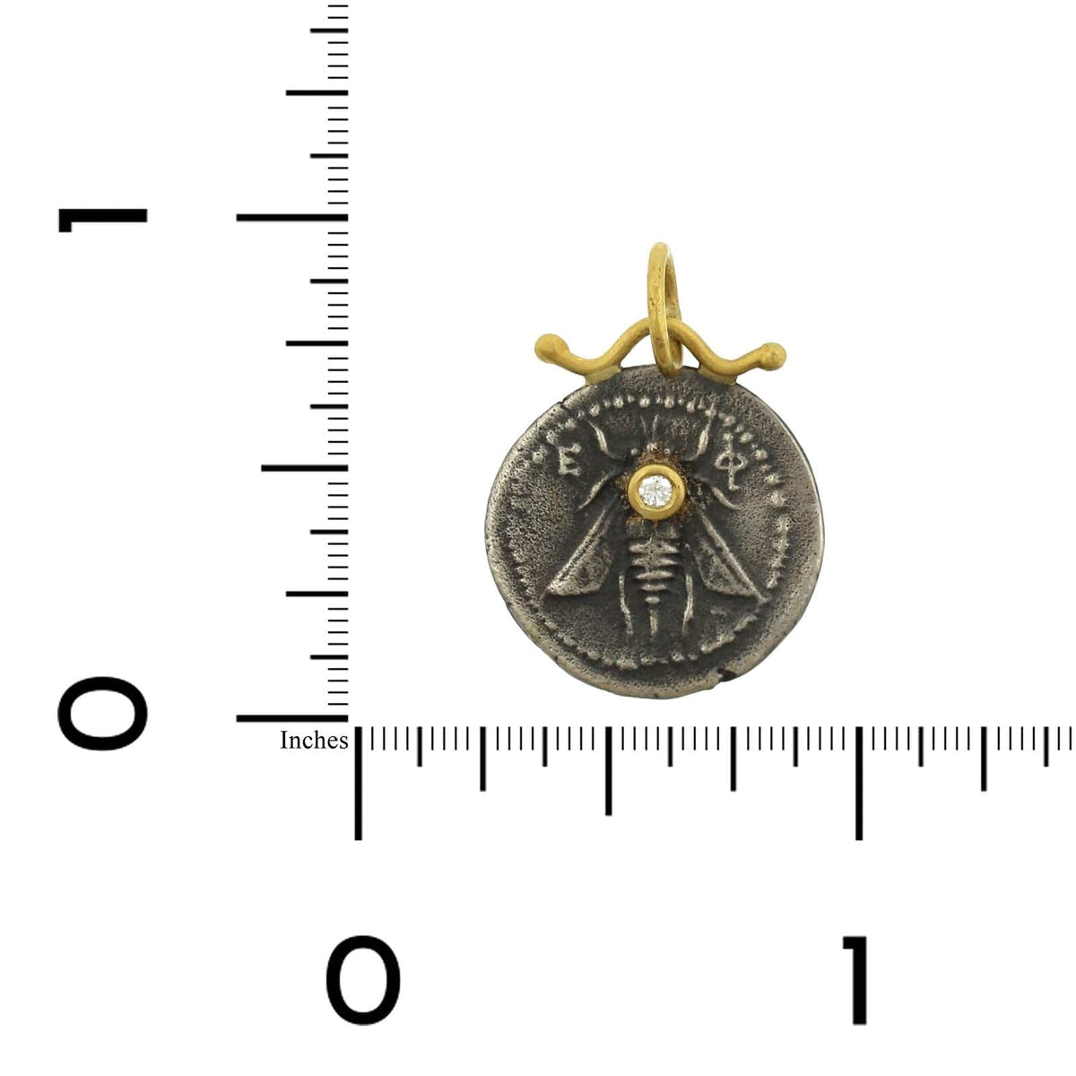 Sterling Silver and 24K Yellow Gold Queen Bee Diamond Charm