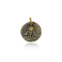 Sterling Silver and 24K Yellow Gold Queen Bee Diamond Charm