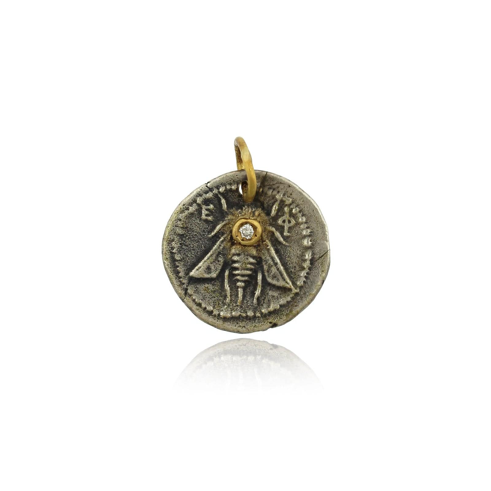 Sterling Silver and 24K Yellow Gold Queen Bee Diamond Charm