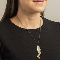 Sterling Silver and 24K Yellow Gold Fish Charm