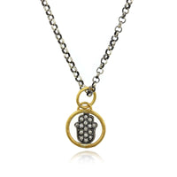 Sterling Silver and 24K Yellow Gold Hamsa with Diamond Charm