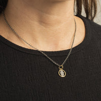 Sterling Silver and 24K Yellow Gold Hamsa with Diamond Charm