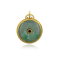 Sterling Silver and 24K Yellow Gold Jade and Ruby Charm