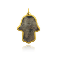 Sterling Silver and 24K Yellow Gold Hamsa with Diamond Charm