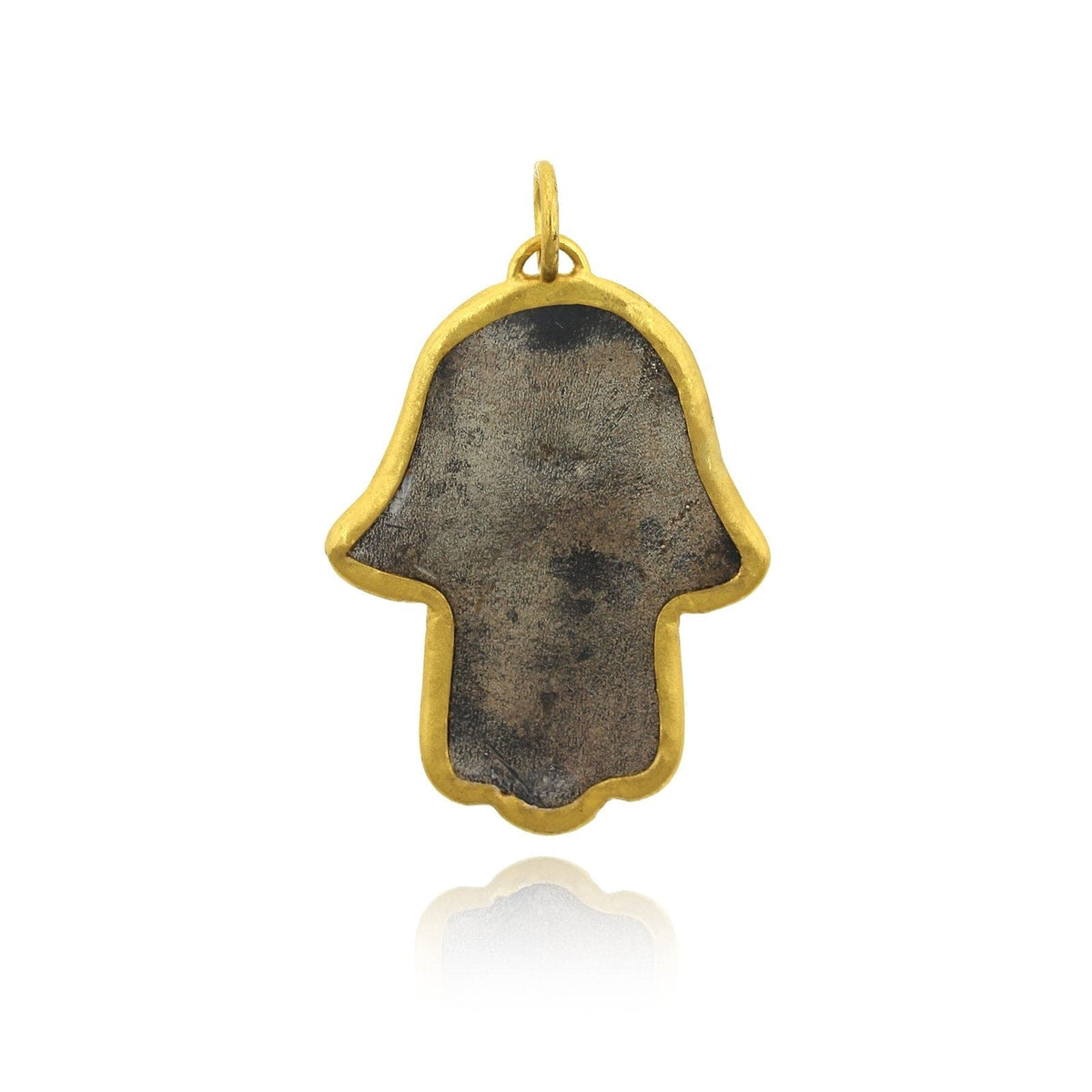 Sterling Silver and 24K Yellow Gold Hamsa with Diamond Charm