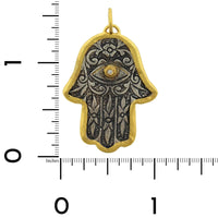 Sterling Silver and 24K Yellow Gold Hamsa with Diamond Charm