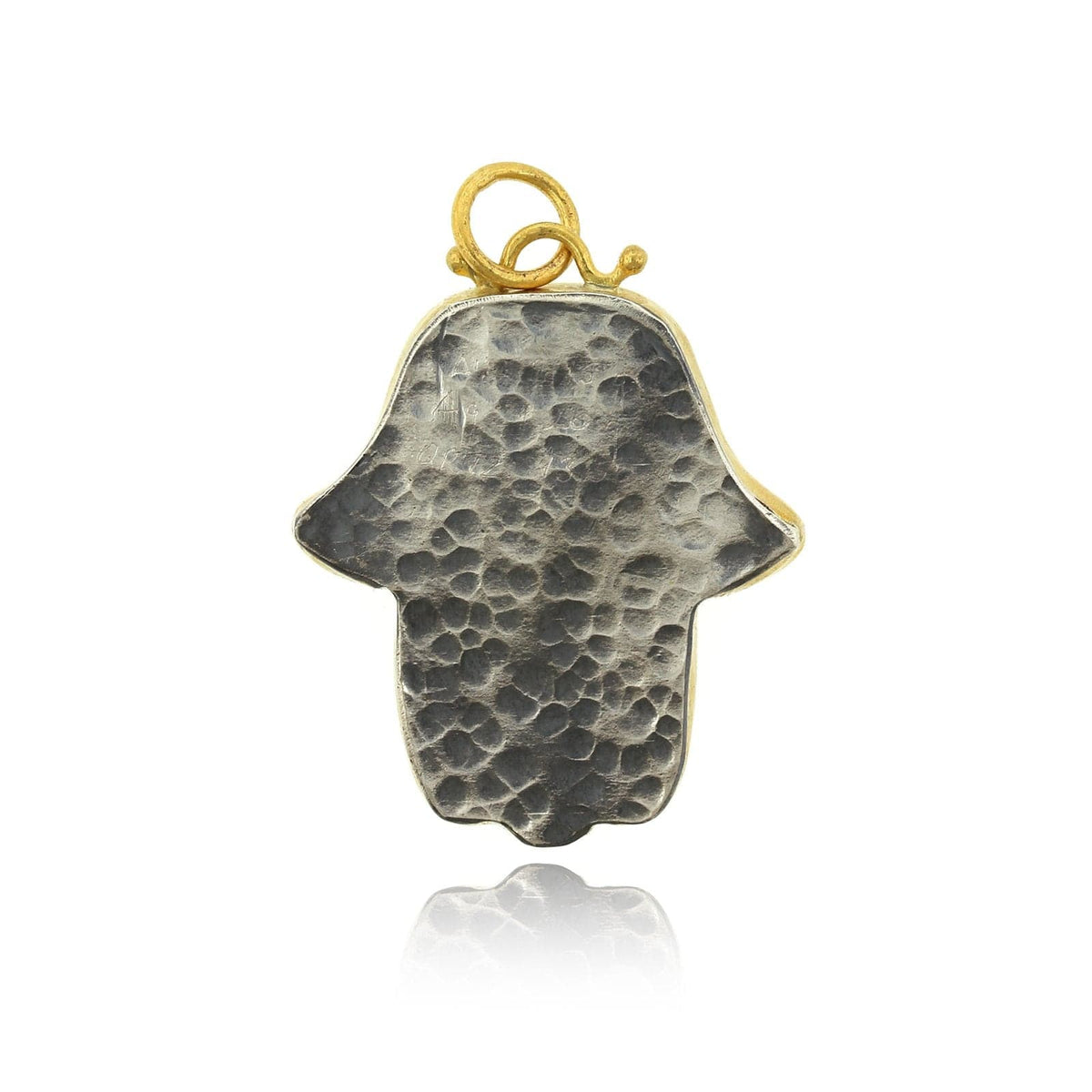 Sterling Silver and 24K Yellow Gold Quartz Hamsa Charm