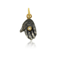 Sterling Silver and 24K Yellow Gold Hand with Diamond Charm