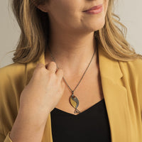Sterling Silver and 24K Yellow Gold Fish with Garnet Charm