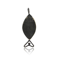 Sterling Silver and 24K Yellow Gold Fish with Garnet Charm