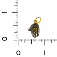 Sterling Silver and 24K Yellow Gold Giving Hand with Emerald Charm