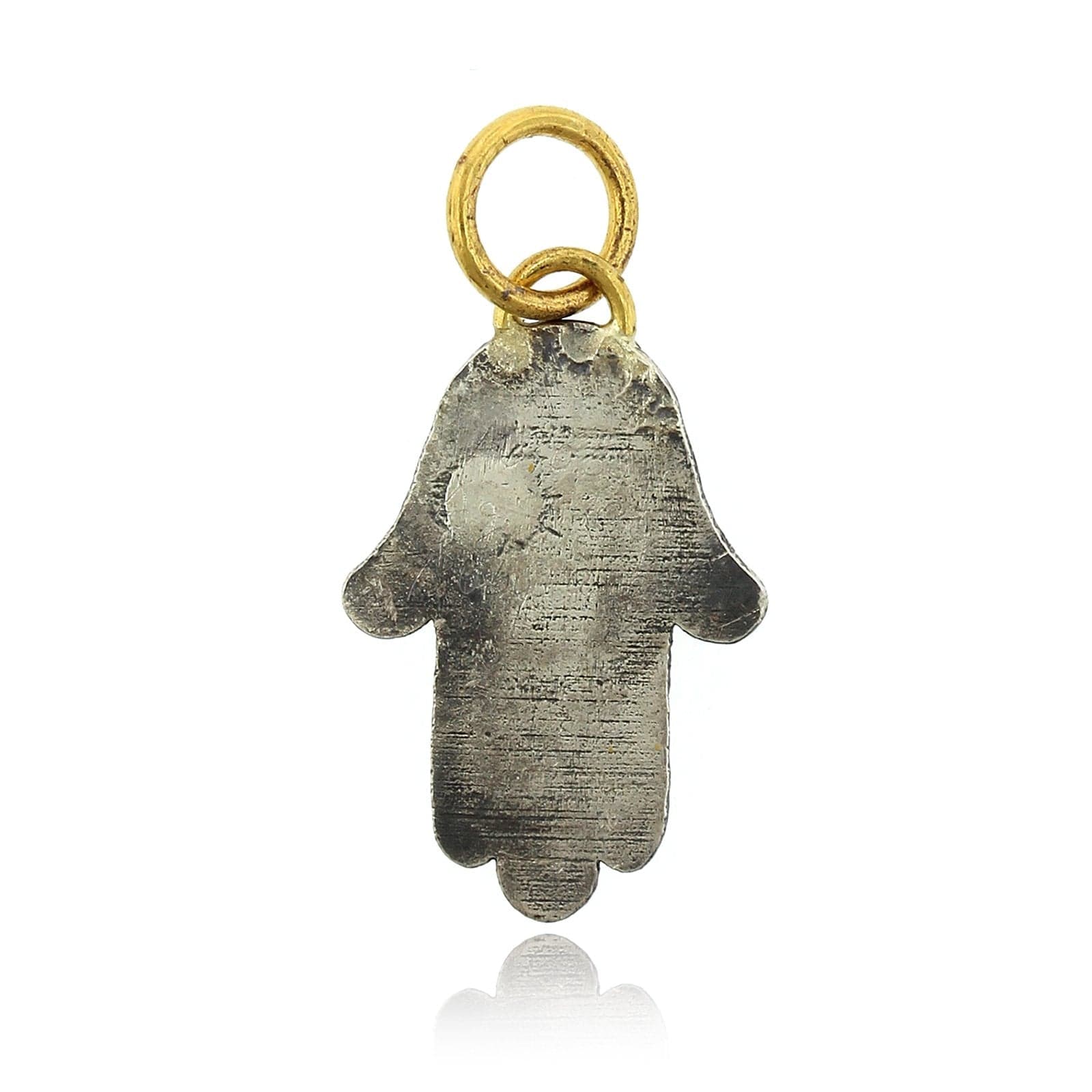 Sterling Silver and 24K Yellow Gold Hamsa with Ruby Charm