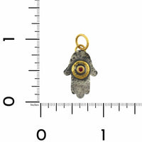 Sterling Silver and 24K Yellow Gold Hamsa with Ruby Charm