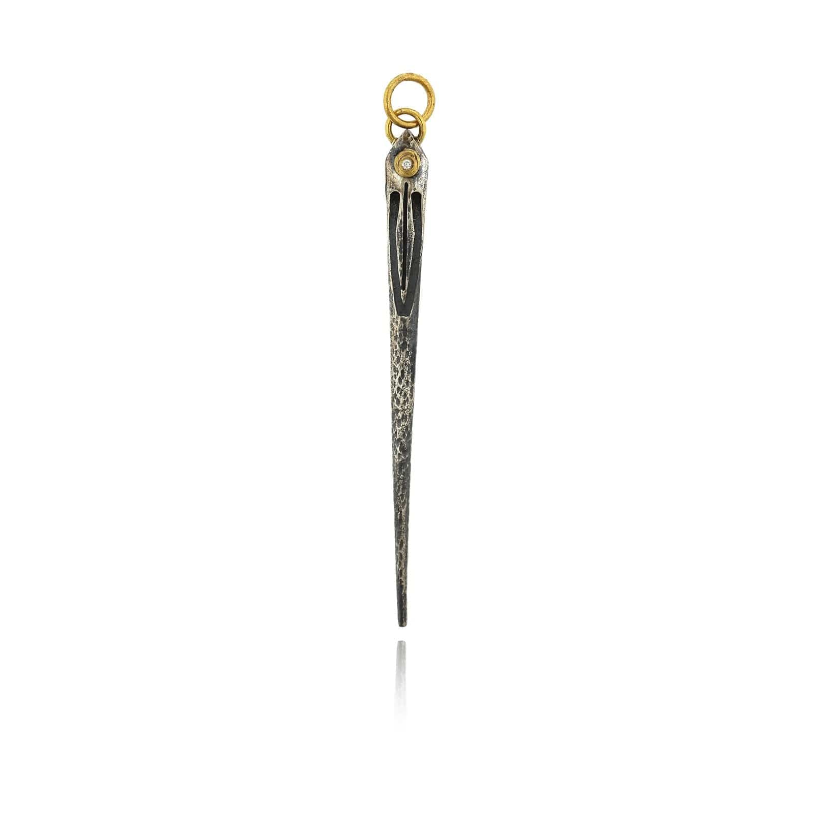 Sterling Silver and 24K Yellow Gold Sewing Needle Charm