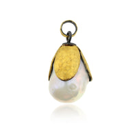 Sterling Silver and 24K Yellow Gold Pearl Charm