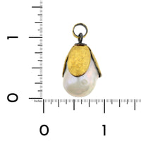 Sterling Silver and 24K Yellow Gold Pearl Charm