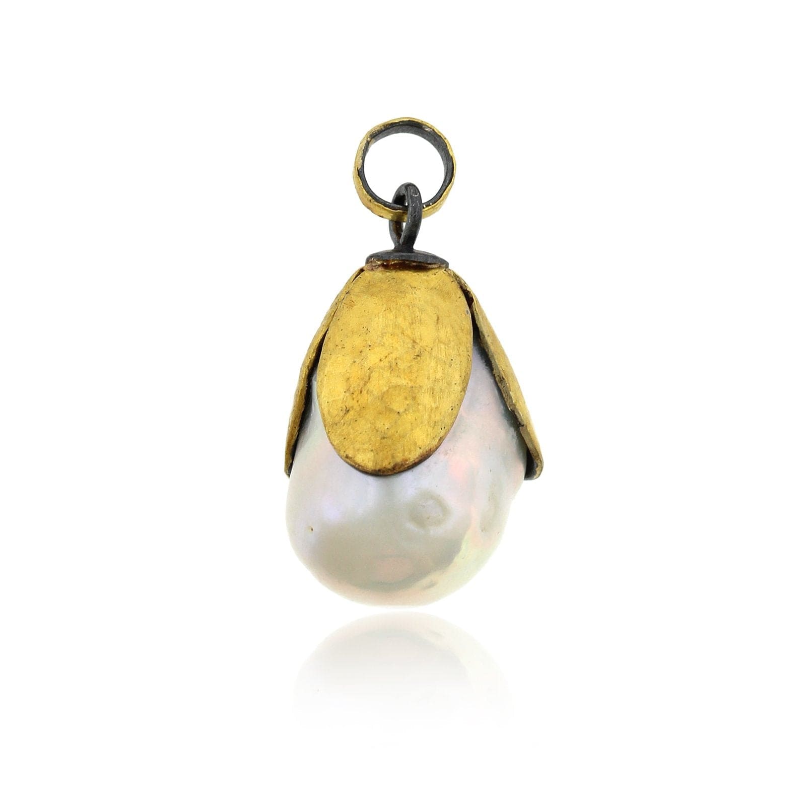 Sterling Silver and 24K Yellow Gold Pearl Charm