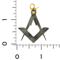 Sterling Silver and 24K Yellow Gold Masonic with Diamond Charm