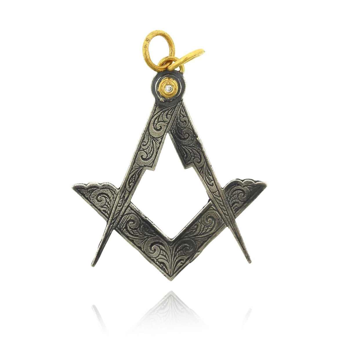 Sterling Silver and 24K Yellow Gold Masonic with Diamond Charm
