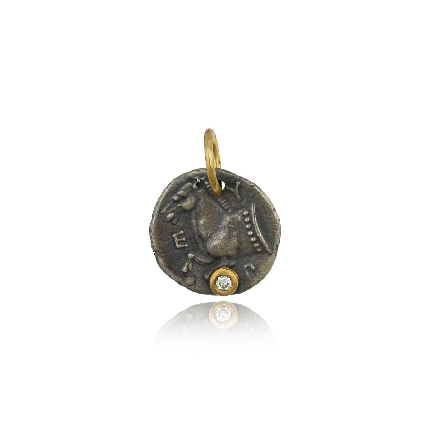 Sterling Silver and 24K Yellow Gold Horse with Diamond Charm