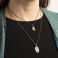 Sterling Silver and 24K Yellow Gold Feather Diamond Charm