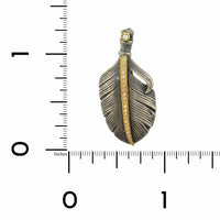 Sterling Silver and 24K Yellow Gold Feather Diamond Charm