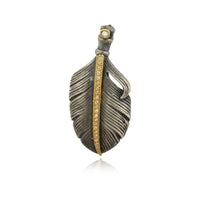 Sterling Silver and 24K Yellow Gold Feather Diamond Charm